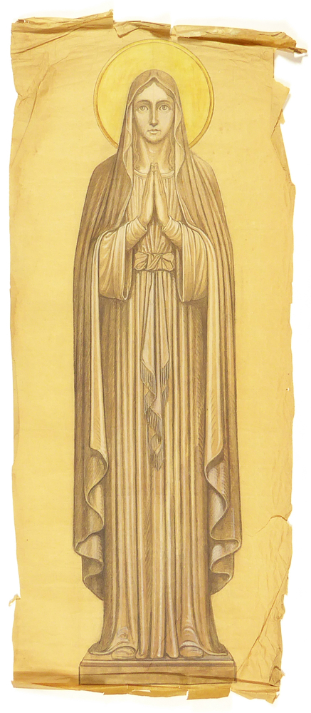 ontwerptekening vooraanzicht, Maria ten voeten uit