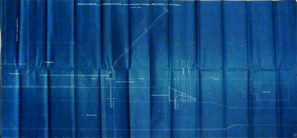 situatie tekening transportinrichting stroocartonfabriek Brittannia te Oude Pekela