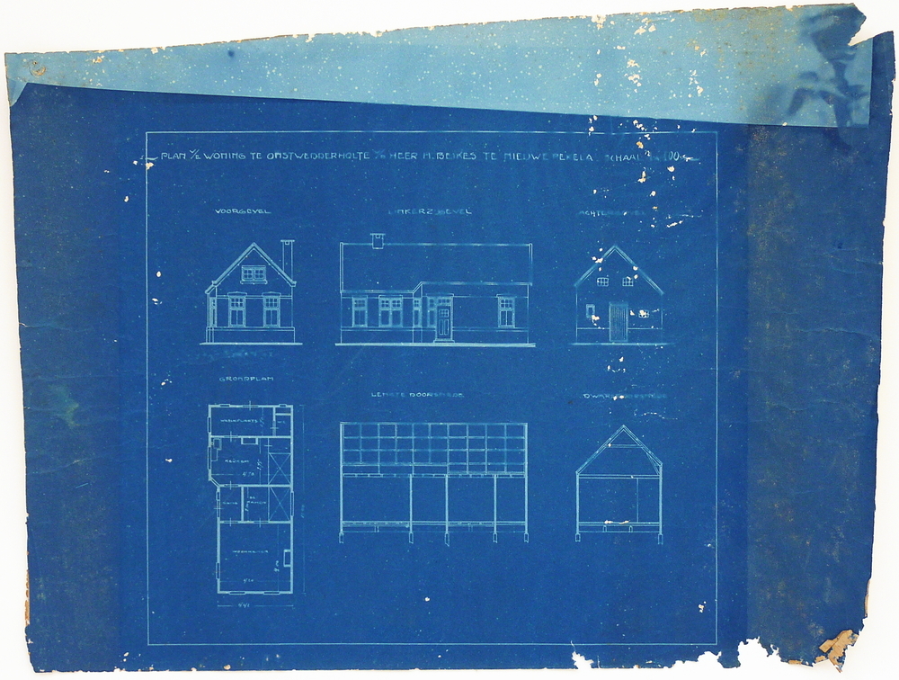plan van een woning te onstwedder holte van de heer FL Beikes te Nieuwe Pekela