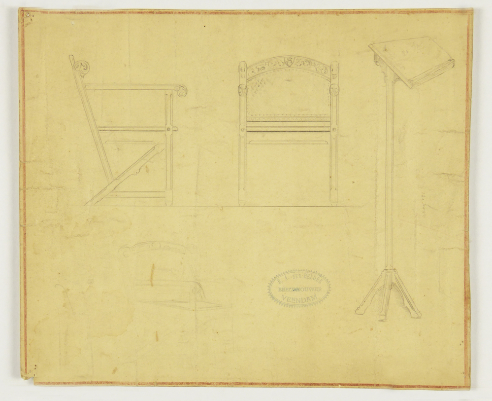 ontwerptekening stoel en lessenaar
