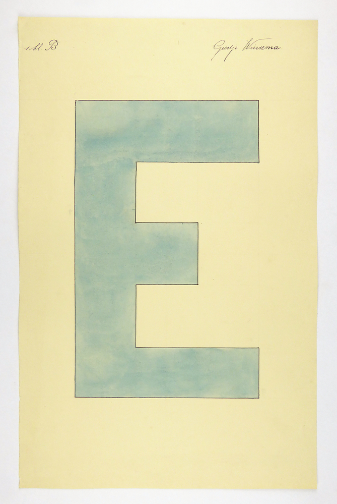 grote blauwe letter E