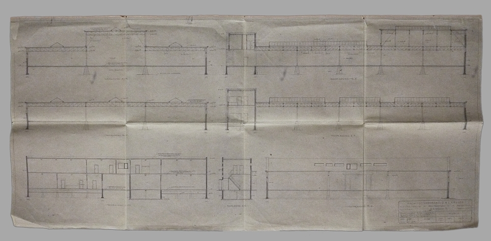 doorsneden fabrieksgebouw v/d coop stro kartonindustrie ceres te Oude Pekela / 1