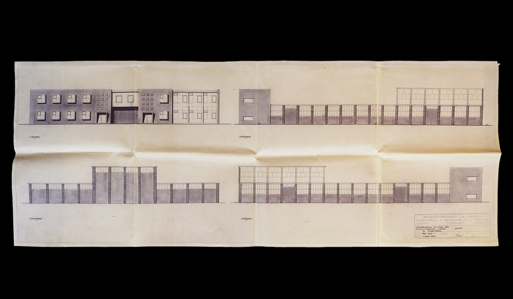 fabrieksgebouw v / d coop stro cartonindustrie ceres te oude pekela / getekend Henk sipkes 4 maart 1958 / 11