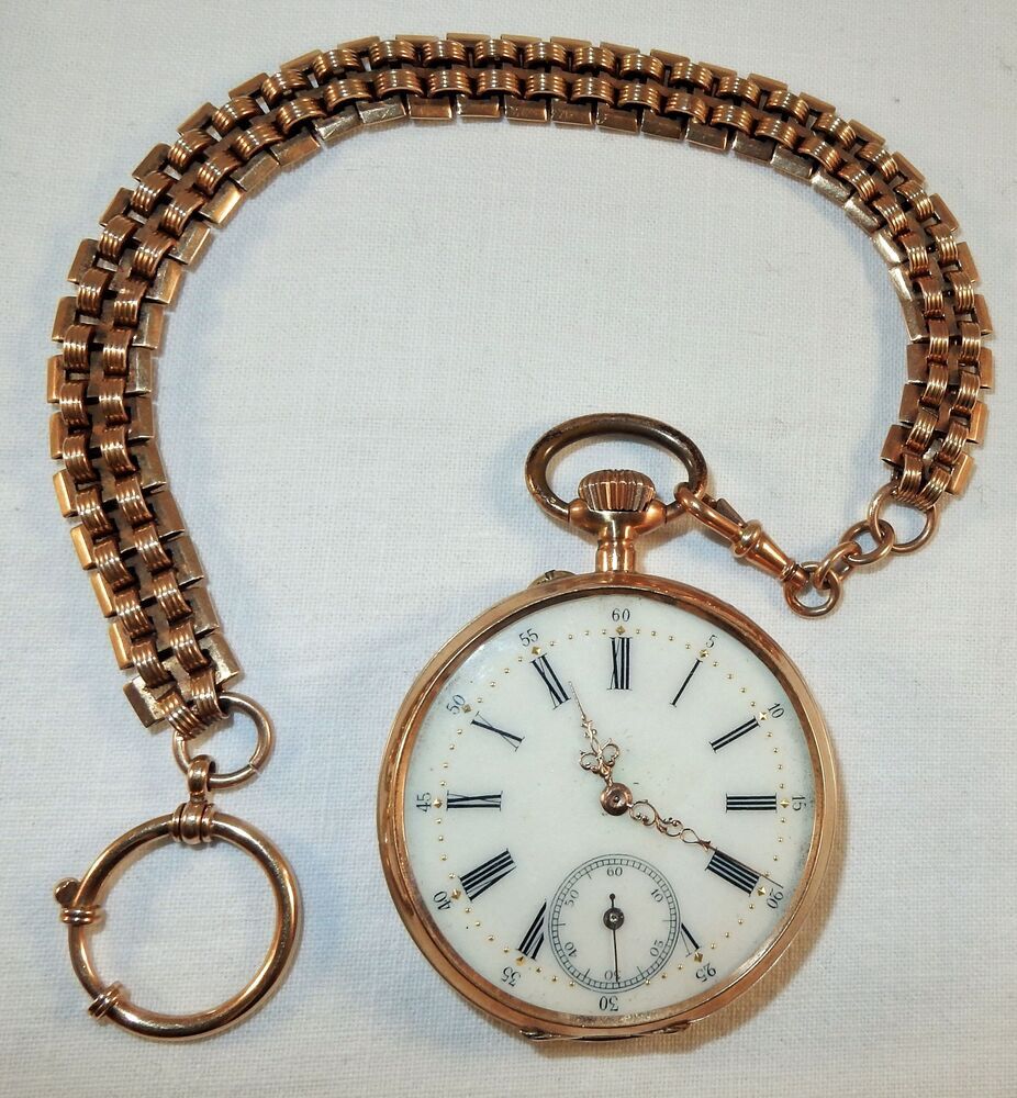 gouden zakhorloge met ketting ca.1900