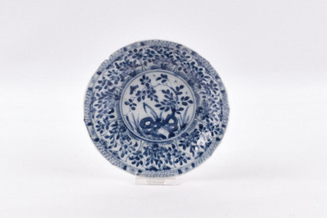 Set van Chinese kop en schotel met blauwe beschildering