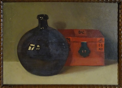 Stilleven fles met kist