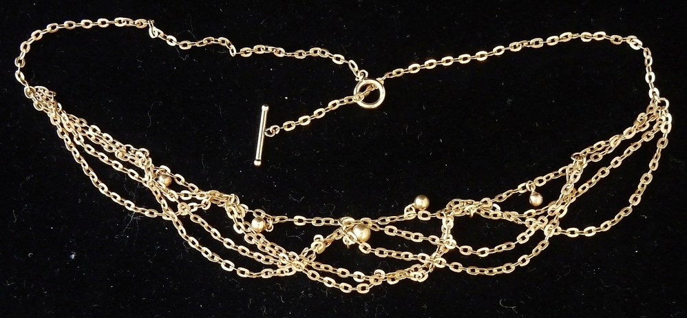 gouden halsketting begin 19e eeuw fijn e schakels en belletjes